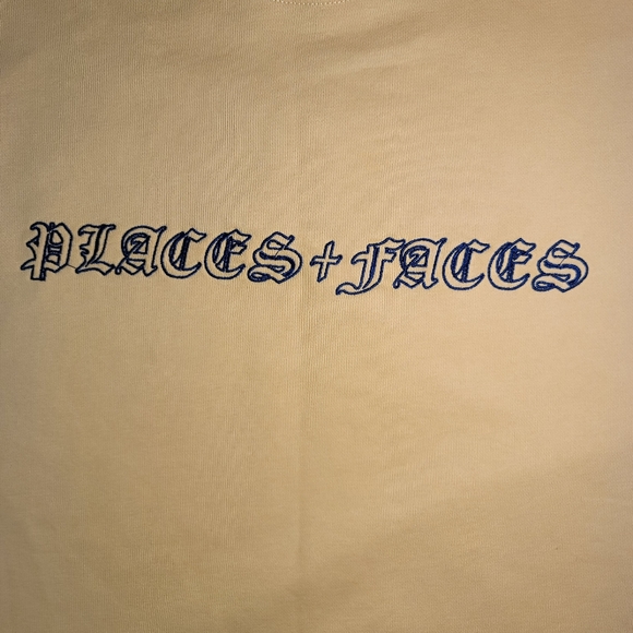 P+F Place Plus Faces Sweatshirt Mustard Yellow Sz Small Crewneck - Picture 3 of 7